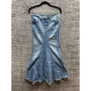 Vintage Y2K Highway Jeans Denim Maxi Skirt Medium Wash Blue Womens Size 3